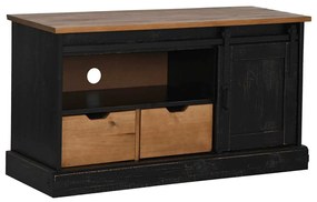 HALDEN fekete tömör fa TV szekrény tolóajtóval 110x40x60 cm