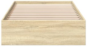 sonoma tölgy színű szerelt fa ágykeret fiókokkal 100 x 200 cm