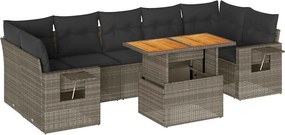 vidaXL 8 részes szürke polyrattan kerti ülőgarnitúra párnákkal