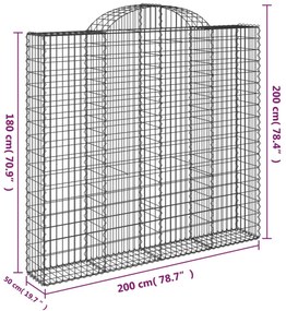 6 db íves horganyzott vas gabion kosár 200x50x180/200 cm