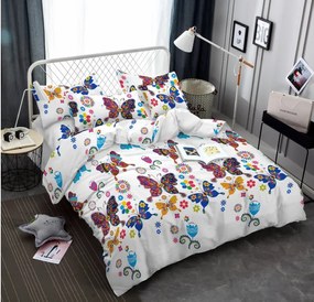 SZÍNES PILLANGÓ fehér mikroszálas ágyneműhuzat Ágyneműhuzat mérete: 2 db 70 x 90 cm | 200 x 220 cm