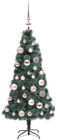 Műfenyő előre világítva gömbkészlettel Zöld 120 cm PET