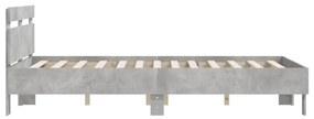 betonszürke szerelt fa ágykeret fejtámlával 120x190 cm