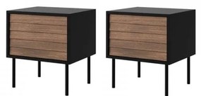 KÉSZLET 2x Éjjeliszekrény CORTINA 51x45 cm fekete/dió warnia