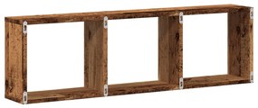 antik fa színű szerelt fa faliszekrény 100 x 16 x 30 cm