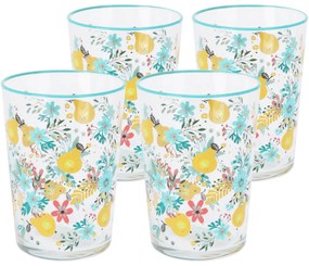 Flowers & Fruits 4 db-os pohárkészlet 510 ml, kék