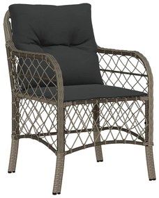 vidaXL 3 részes szürke polyrattan bisztrógarnitúra párnákkal