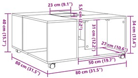 betonszürke szerelt fa dohányzóasztal 80 x 80 x 40 cm