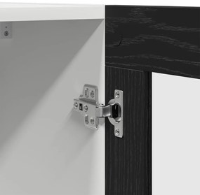 vidaXL Fekete tölgy függő üveg szekrény - 60x31x60 cm, mérnöki fából
