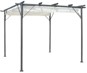 fehér-krémszínű acélpergola behúzható tetővel 3 x 3 m
