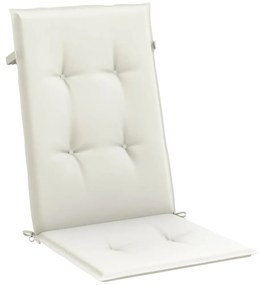 6 db krémszínű szövet magas háttámlájú székpárna 120x50x4 cm