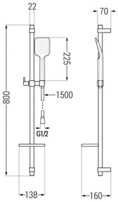 Mexen Lynx DQ62 fürdőkészlet, fekete, 745903DQ62-70