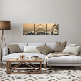 Kép - Város köd alatt (órával) (90x30 cm)