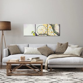 Kép - Akvarell madár a fán (órával) (90x30 cm)
