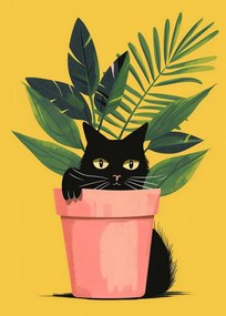 Illusztráció Cat In the Plant, Andreas Magnusson