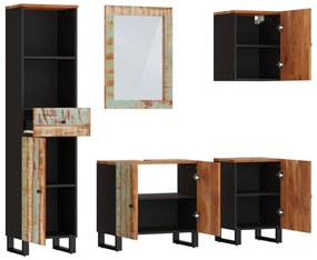 vidaXL 5 részes tömör újrahasznosított fa fürdőszobai bútorgarnitúra