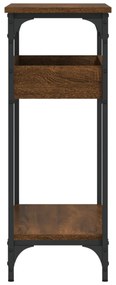 barna tölgyszínű szerelt fa tálalóasztal polccal 75x29x75 cm
