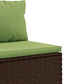 10 részes barna polyrattan kerti bútorszett párnákkal