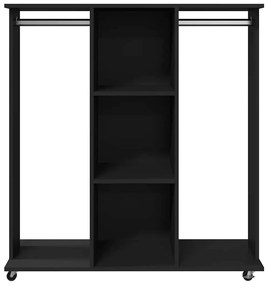 fekete szerelt fa ruhásszekrény kerékkel 102 x 38 x 110 cm