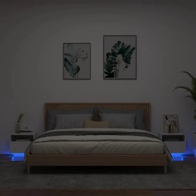 2 db fehér éjjeliszekrény LED-világítással 40 x 39 x 37 cm