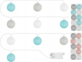 Lámpák cotton balls Vergionic 10 LED-es elemes dekorációs gömbök