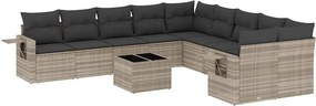 vidaXL 11 részes világosszürke polyrattan kerti ülőgarnitúra párnákkal