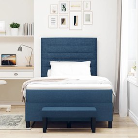 Box Spring Ágy Matraccal és Pad Kék 120x190 cm Szövet