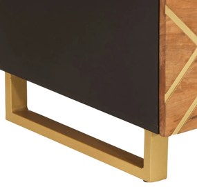 barna és fekete tömör mangófa dohányzóasztal 100 x 54 x 40 cm