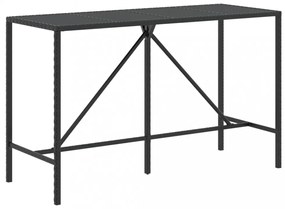 fekete polyrattan üveglapos bárasztal 180 x 70 x 110 cm