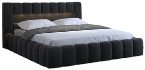 Franciaágy 140 cm Luxa (antracit) (ágyráccal, matraccal és LED-del). 1041559