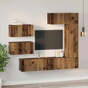TV szekrény garnitúra 6 pcs Régi fa 30.5 x 30 x 90 cm Faanyag