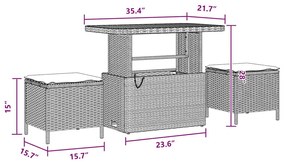 Kerti Kanapé Szett párnával 10 pcs Fekete 90 x 55 x 71 cm
