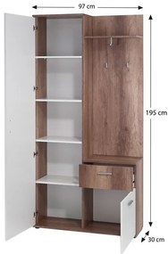 Justus Előszobafal - fehér/sonoma tölgy