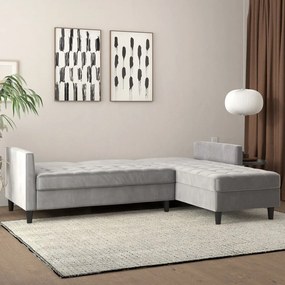 Világosszürke bársony sarokkanapé Presley – Støraa