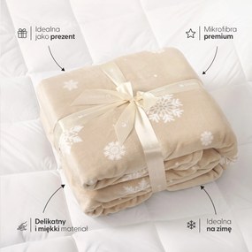 Goldea karácsonyi mikroplüss ágyneműhuzat deluxe - fehér hópelyhek aranylatú alapon 140 x 200 és 70 x 90 cm