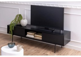 Fekete TV-állvány kőrisfa dekorral 180x44,5 cm Angus – Actona