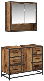 Fürdőszoba bútor szett 2 pcs Régi fa 80 x 33 x 60 cm Faanyag