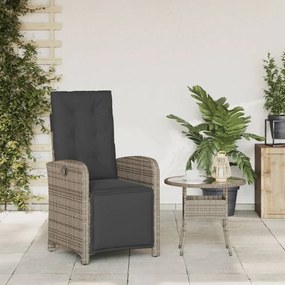 szürke polyrattan dönthető kerti szék lábtartóval