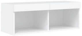 vidaXL 4 darab fehér szerelt fa fali TV-bútor LED-del