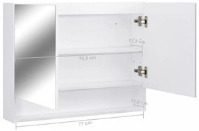 fehér MDF tükrös fürdőszobaszekrény 66 x 17 x 63 cm