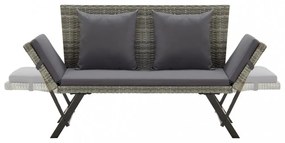 szürke polyrattan kerti pad párnákkal 176 cm