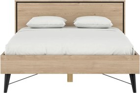 Natúr színű franciaágy ágyráccsal 140x200 cm tölgyfa dekorral Ry – Tvilum