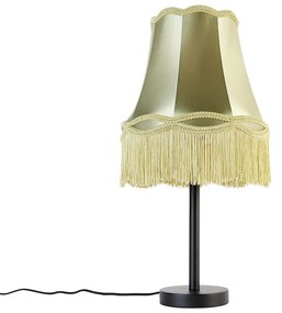Klasszikus asztali lámpa fekete Granny árnyékolóval zöld 30 cm - Simplo