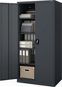 Fém irodai és műhelyszekrény antracit JAN D600 900 x 1850 x 600 mm