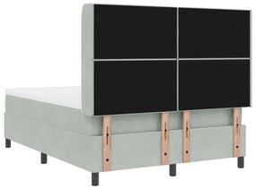 Boxspring Ágy Matrac with Light Grey 140x200 cm Velúr