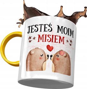 Sárga bögre macival Aranyos mackó ajándék fényképes nyomtatással