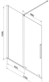 Mexen Velar, 2 szárnyas eltolható kádparaván 170 x 150 cm, 8mm szürke üveg, arany matt, 896-170-000-41-55