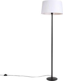 Fekete állólámpa fehér vászon búrával 45 cm - Simplo