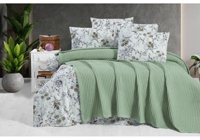 Zöld pamut ágytakaró 220x240 cm Waffle – Mila Home