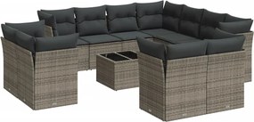 vidaXL 12 részes szürke polyrattan kerti ülőgarnitúra párnákkal